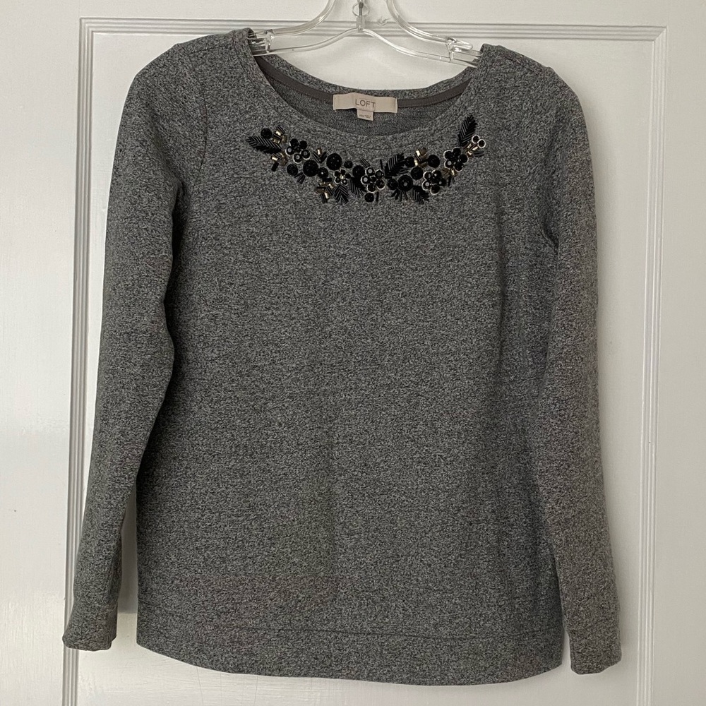 LOFT jeweled grey maternity sweatshirt